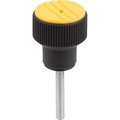 Kipp Torque Knurled Knob Size:2 D=M05X30, Thermoplastic Black Ral7021, Comp:Steel, Cap:Yellow Ral1021 K0277.2057X30